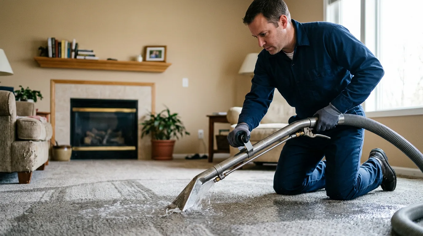Water damage restoration technician working near Phelan, CA